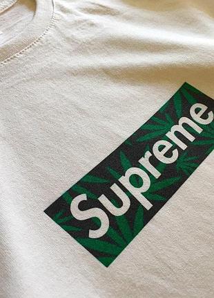 Футболка supreme cannabis logo | бирки | ганджубас принт марихуана конопля s