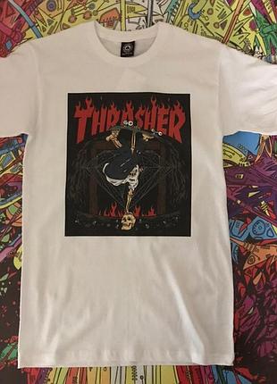 Біла футболка thrasher. люкс xxl