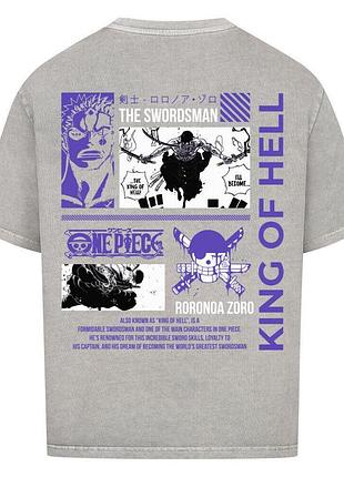 Футболка сіра loys one piece x zoro x king of hell