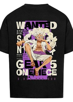 Футболка чорна loys one piece x luffy x wanted x gear5