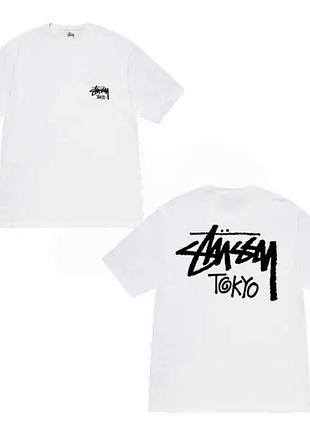 Біла футболка loys stussy tokyo logo унісекс футболки стасі стуссі токіо xs