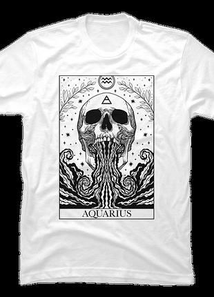 Повсякденна футболка loys з принтом zodiac sign dark gothic tarot card aquarius xs