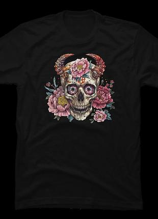 Повсякденна футболка loys з принтом floral demon skull xs