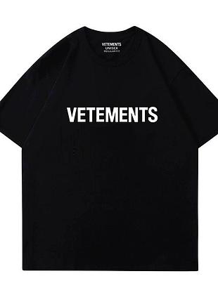 Чорна футболка loys vetements logo унісекс ветементс ветмо xs