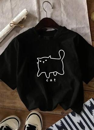 Жіночий оверсайз футболка loys з принтом cat xs