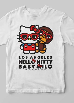 Футболка белая loys аниме kitty & baby milo xl