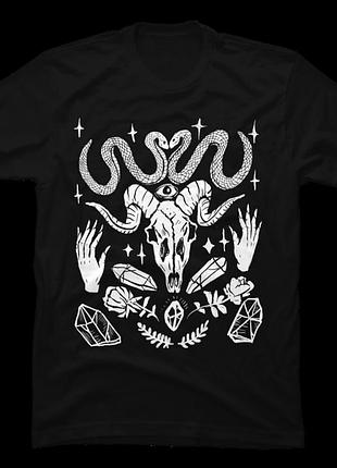 Повсякденна футболка loys з принтом ram, witchy hands, crystals gothic punk xs
