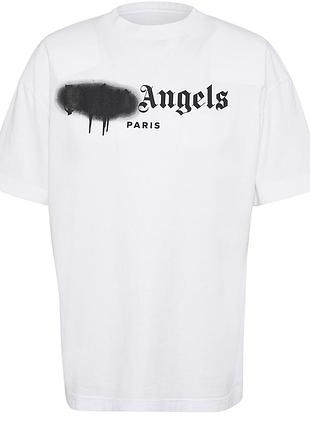 Футболка белая palm angels black spray • палм анджелс футболка s