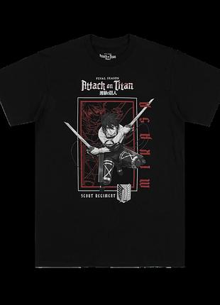 Футболка черная loys attack on titan mikasa ackerman odm gear