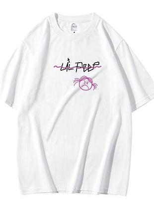 Белая футболка loys lil peep angry girl, унисекс (мужская, женская, детская) xl