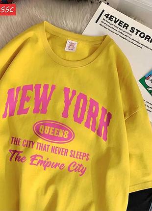 Жіночий оверсайз футболка loys new york жовтий m