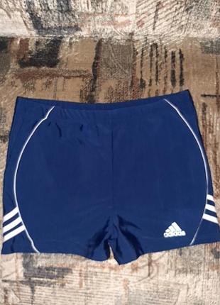 Шорты купальные, б/в, синие с логотипом,,adidas, состояние идеальное, на р.48