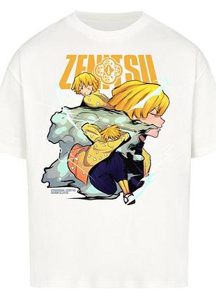 Футболка белая loys zenitsu x demon slayer