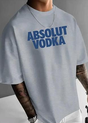 Чоловіча оверсайз футболка loys з принтом absolut vodka сірий xs