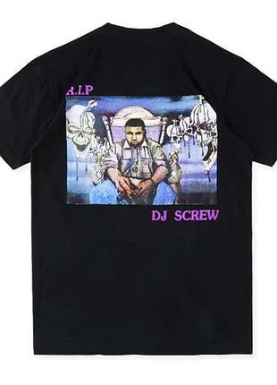 Футболка чёрная dj screw ''r.i.p'' vintage look black t-shirt xxl
