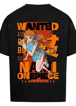 Футболка чорна loys one piece x nami x wanted