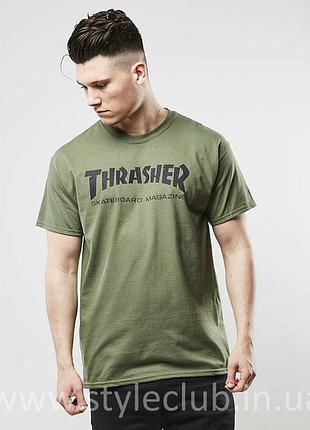Футболка thrasher | мужская хаки | бирки оригинальные xxl