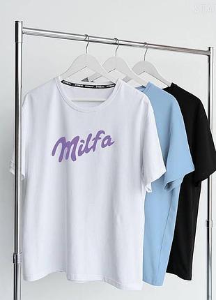 Жіноча стильна футболка loys з принтом milfa xxl
