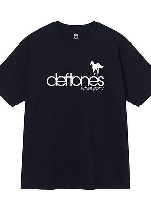 Чорна футболка loys deftones logo чорні футболки дефтонс унісекс xs