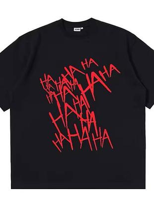 Жіноча стильна оверсайз футболка loys hahaha чорний xl