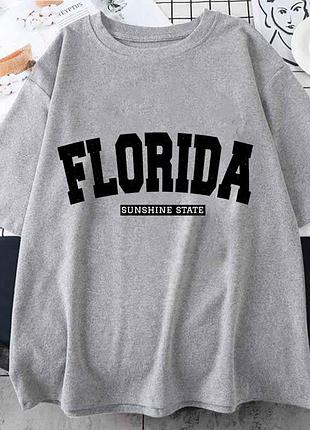 Жіночий оверсайз футболка loys з принтом florida сірий xs