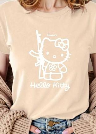 Жіноча футболка loys з принтом hello kitty ( футболка loys жіноча хеллоу кітті ) xxl