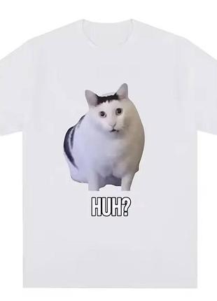 Футболка loys жіноча з принтом мемного кота huh? білий xs