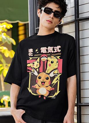 Футболка loys унісекс pockemon (evolution pikachu) чорний xl