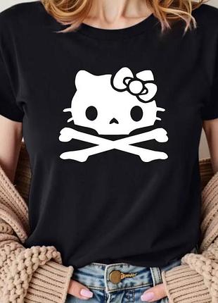 Жіноча футболка loys з принтом hello kitty ( футболка loys жіноча хеллоу кітті ) чорний xxl