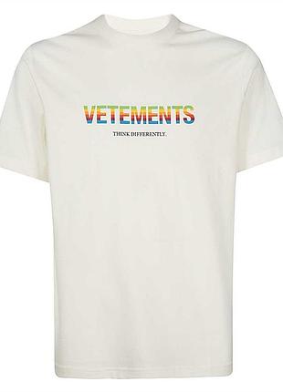 Футболка белая vetements rainbow w • ветеменс футболка мужская | женская | детская xxl