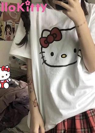 Жіноча футболка loys з принтом hello kitty ( футболка loys жіноча хеллоу кітті ) l