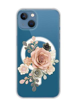 Магнитный чехол на iphone 13 (6.1) с поддержкой magsafe :: розы (принт 275)