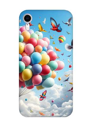 Матовый чехол с розовыми боками на iphone xr :: воздушные шарики (принт 365)
