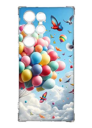 Чехол с утолщёнными углами на samsung galaxy s23 ultra :: воздушные шарики (принт 365)