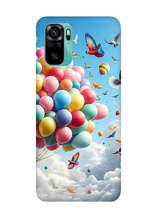 Матовый чехол с черными боками на xiaomi redmi note 10 / note 10s :: воздушные шарики (принт 365)