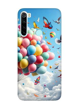 Матовый чехол с розовыми боками на xiaomi redmi note 8 :: воздушные шарики (принт 365)