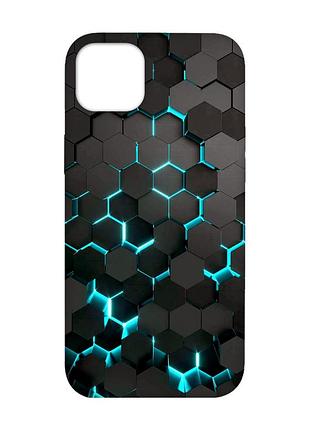 Матовый чехол с черными боками на apple iphone 14 plus :: соты 3d (принт 357)