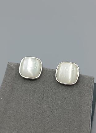 Серьги клипсы сатиновым стеклом