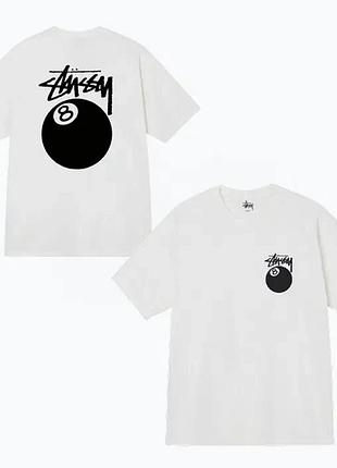 Белая футболка loys stussy 8 ball logo унисекс футболки стаси стусси шар xxl