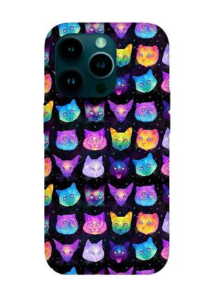 Матовый чехол с бирюзовыми боками на iphone 14 pro :: кошки фон (принт 362)