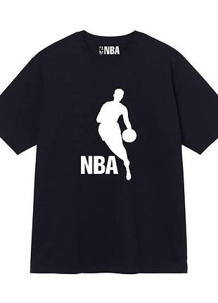 Чорна футболка loys nba logo чорні футболки баскетбол нба унісекс xxl