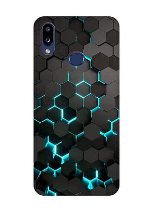 Матовый чехол с красными боками на samsung galaxy a10s (a107) :: соты 3d (принт 357)