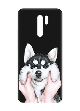 Матовий чорний чохол на xiaomi redmi 9 :: мордочка (принт 121)