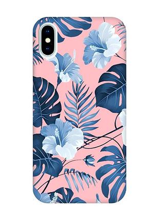 Матовий рожевий чохол на iphone x / xs :: тропіки (принт 373)