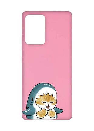 Матовый розовый чехол на samsung galaxy a52 :: котёнок акула (принт 376)