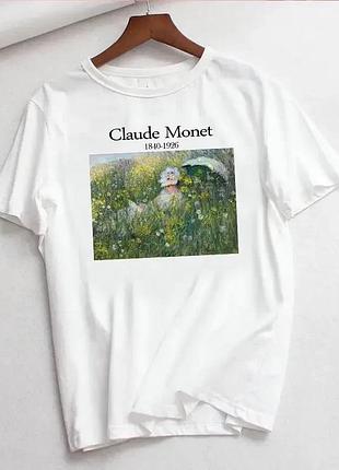 Жіноча футболка loys оверсайз з картинкою claude monet фото 2 xs