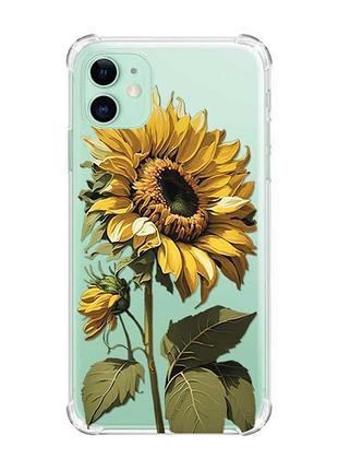 Чехол с утолщёнными углами для apple iphone 11 (6.1) :: подсолнечник (принт 274)
