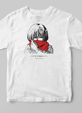 Футболка белая loys аниме мікаса xxl