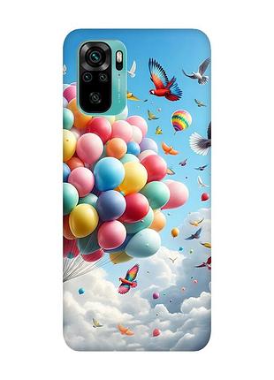 Матовий чохол з червоними боками на xiaomi redmi note 10 / note 10s :: повітряні кульки (принт 365)
