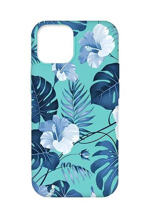 Матовый бирюзовый чехол на iphone 12 pro max :: тропики (принт 373)